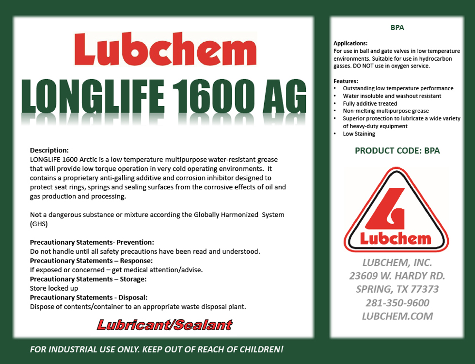 Longlife 1600 Arctic Grade - Industrial Lubricants & Rust